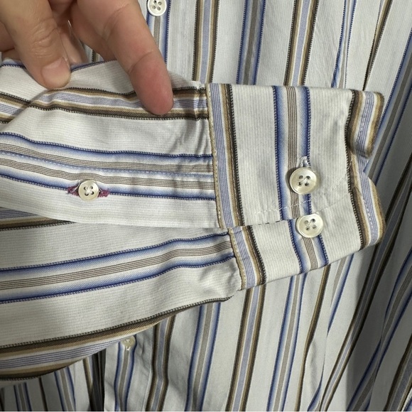 Men's dress shirt sz Lg by Eight, cotton, stripe, floral contrast, office, fall - Picture 4 of 10